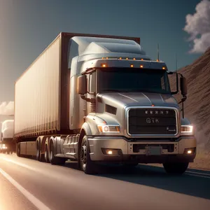 Highway Transport: Trailer Truck on Fast-moving Road