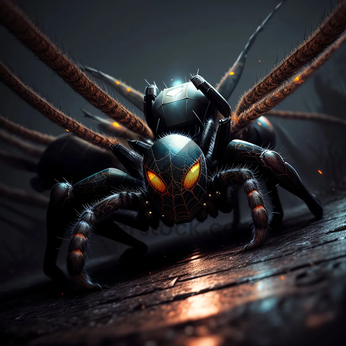 Picture of Black Widow Spider - Insect Arachnid of Dark Elegance