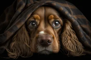 Cute Cocker Spaniel Puppy in Studio Portrait