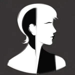 Artistic Cartoon Silhouette with Unique Haircut