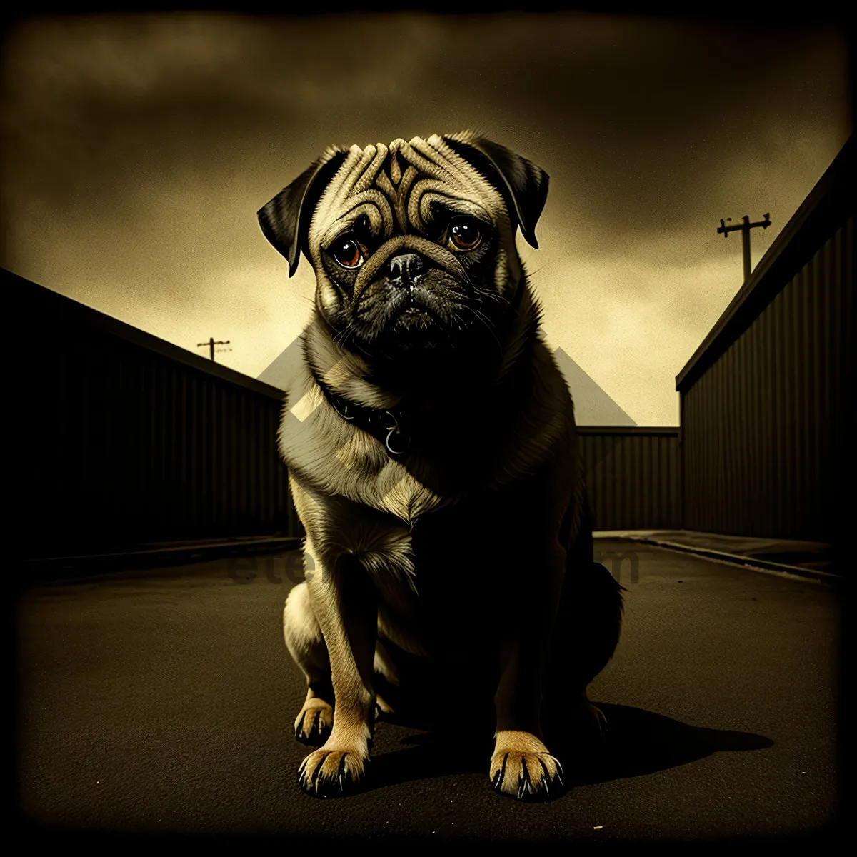 Picture of Pug and Bull Mastiff Mix - Adorable Wrinkled Studio Portrait