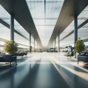 Modern Urban Transportation Hub in Glass-Filled Atrium