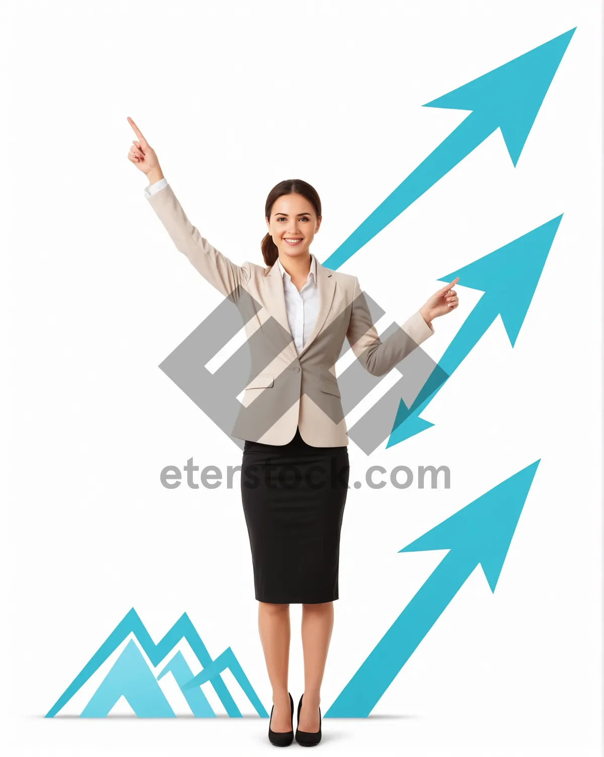 Picture of Silhouette of happy business woman and successful golfer