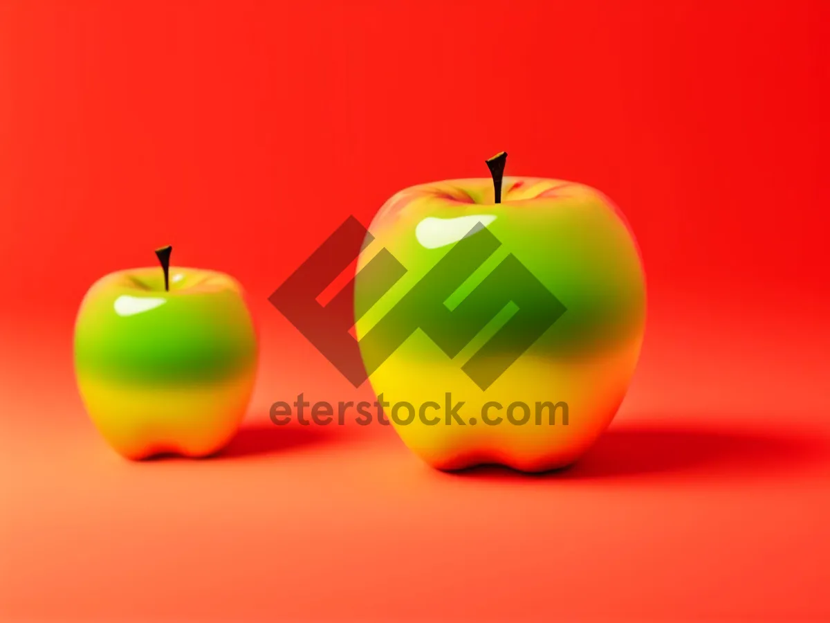 Picture of Juicy and Fresh Organic Apple with Dew Droplets