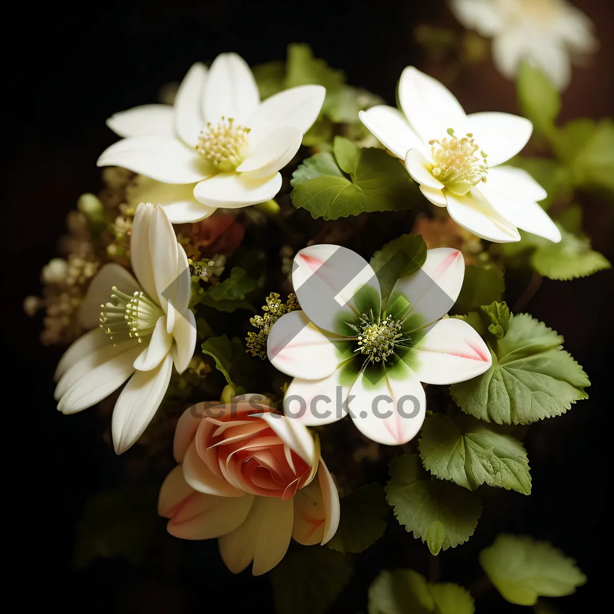 Picture of Delicate Pink Rose Blossom in Spring Garden.