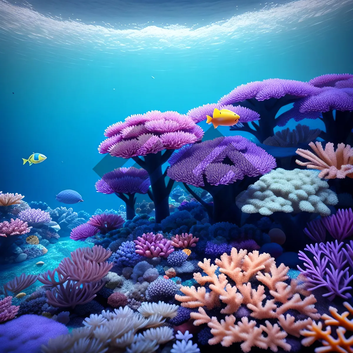 Picture of Colorful Coral Reef Underwater Life in Tropical Ocean