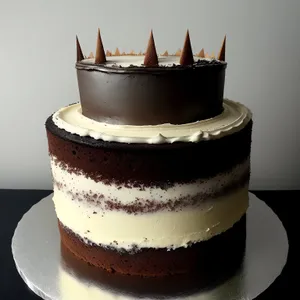 Birthday cake with chocolate icing and candles