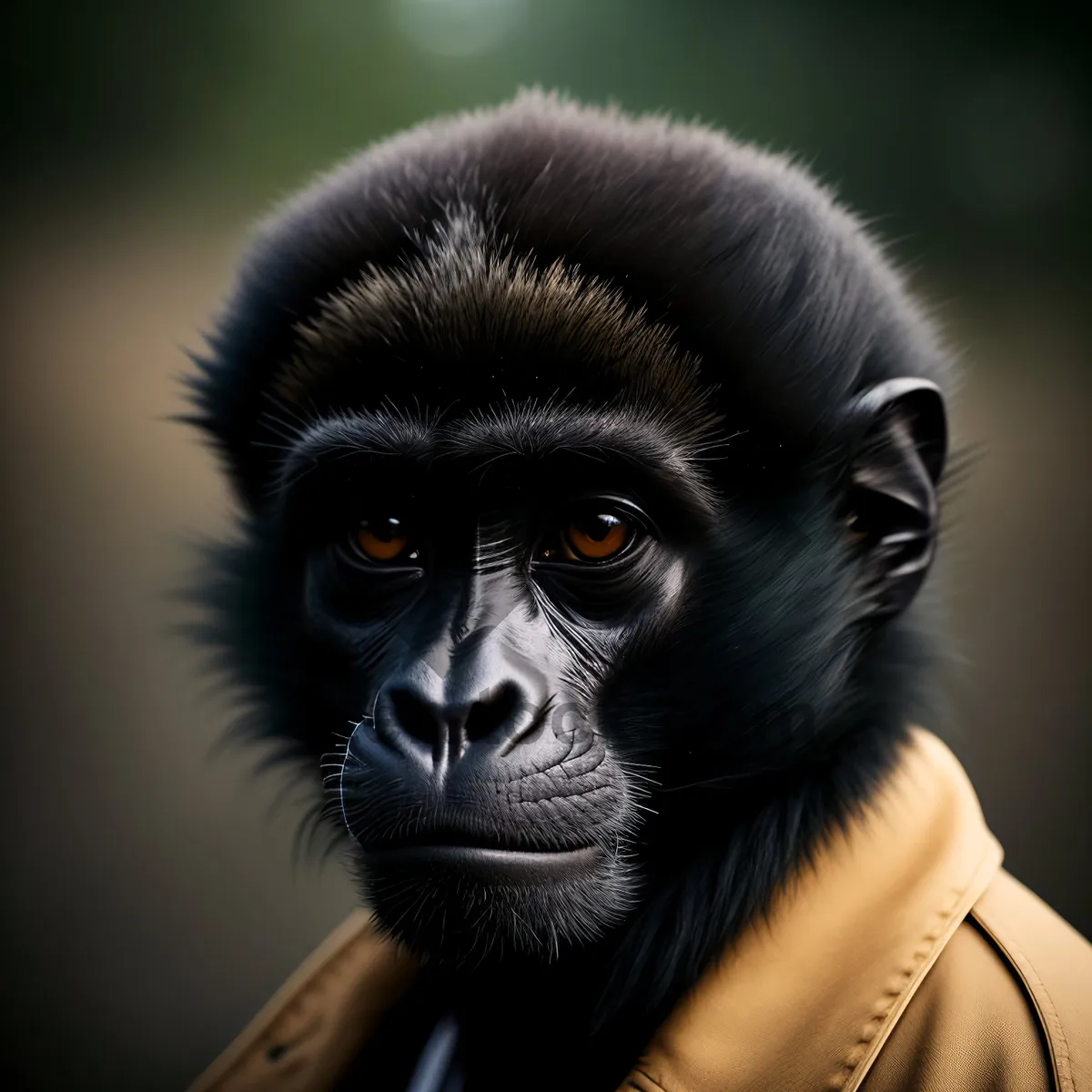 Picture of Black Baby Gibbon Primate Portrait