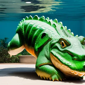 Tropical Iguana Surrounded by Underwater Wildlife