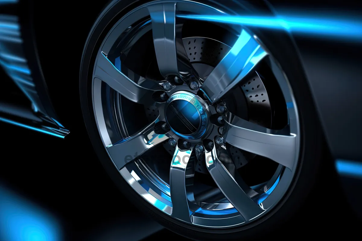 Picture of Auto wheel with metal disk technology vehicle machine concept.