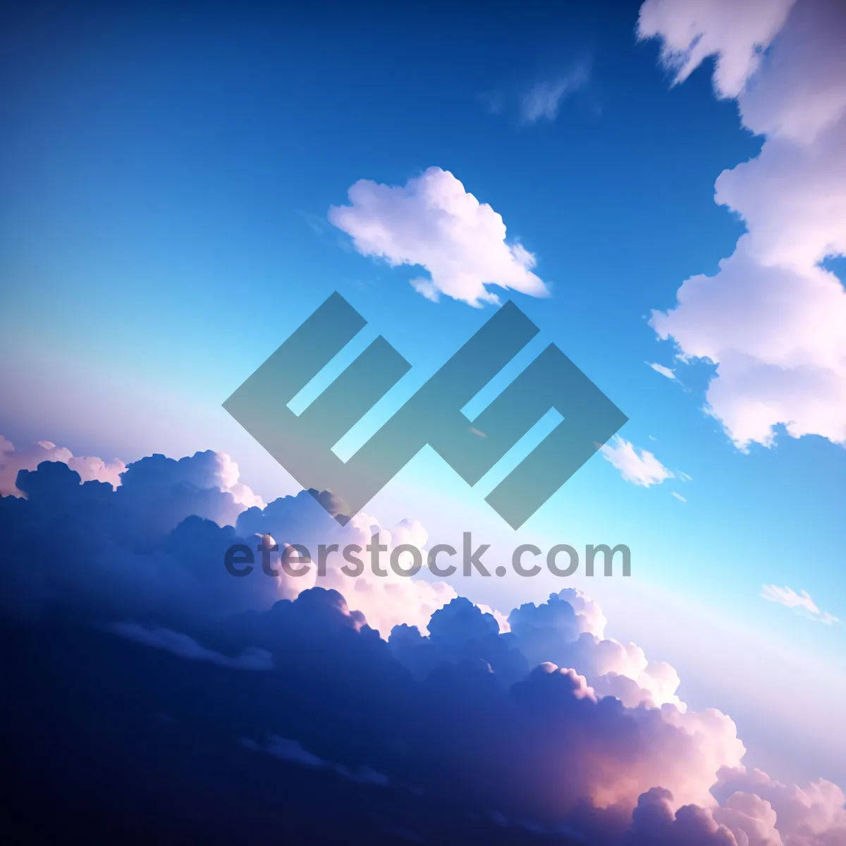 Picture of Vibrant Summer Sky with Fluffy Cumulus Clouds