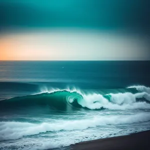 Serene Coastal Waves at Sunset