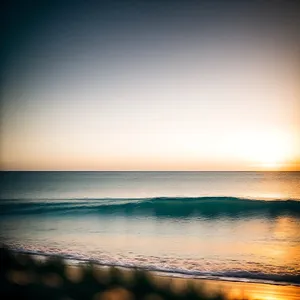 Golden Evening Reflection on Tropical Beach