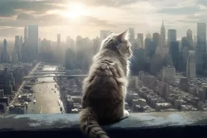 Curious Tabby Cat Sitting on Windowsill