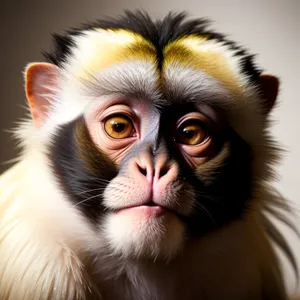 Adorable primate kitten with captivating eyes.