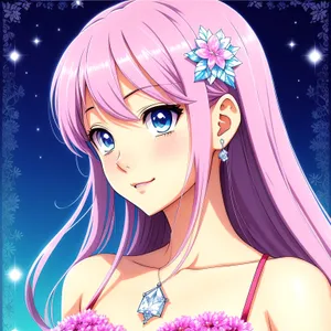 Moonlit Beauty: Stylish Cartoon Charm with Seductive Appeal