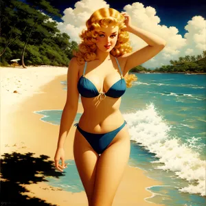 Exotic Beachwear: Sexy Bikini Swimsuit on Tropical Sands