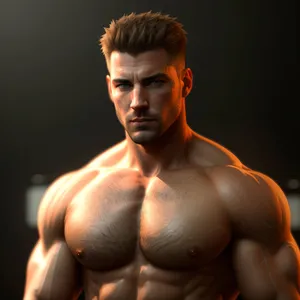 Muscular Power: Handsome Male Athlete Flexing Biceps