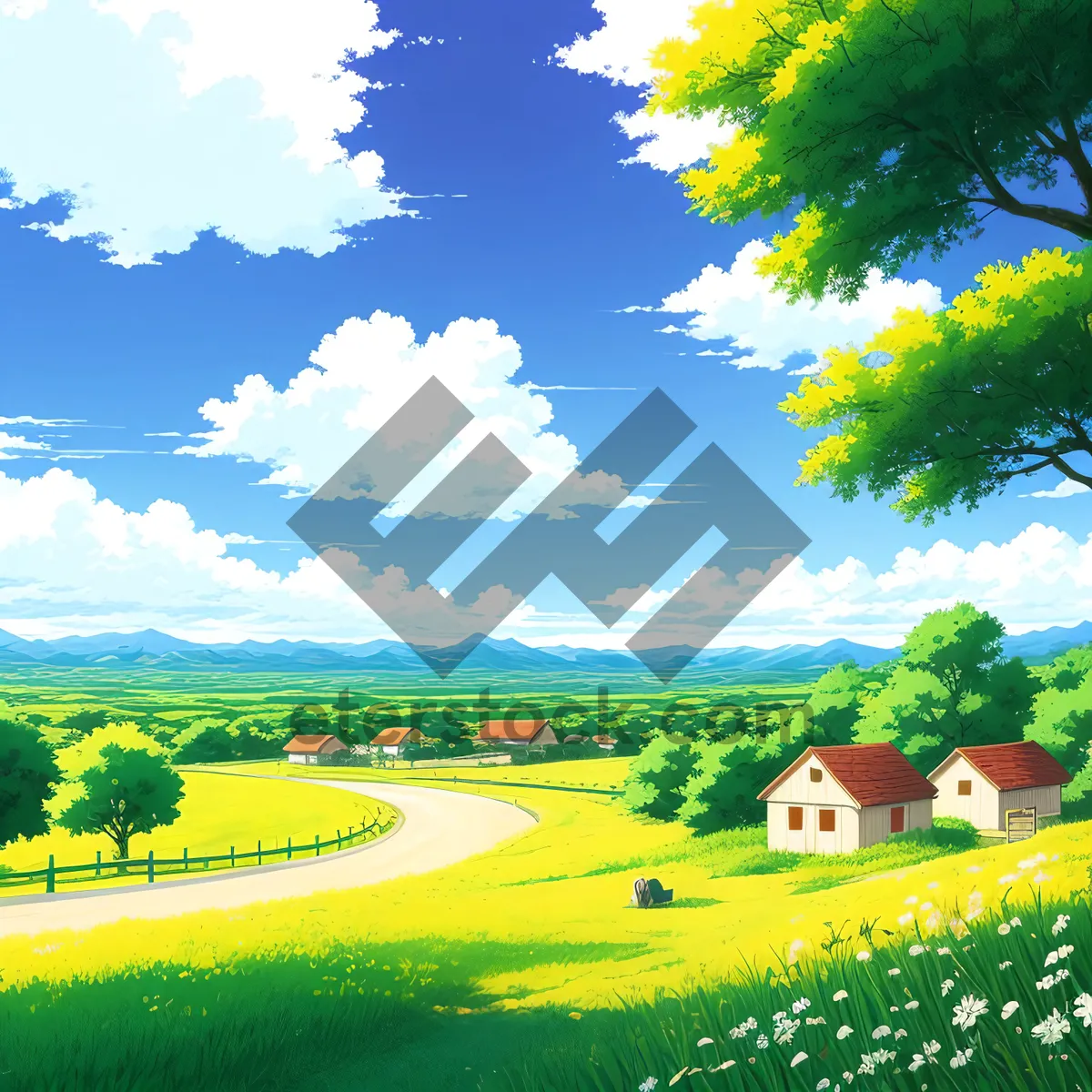 Picture of Golden Fields of Rapeseed Under the Summer Sky