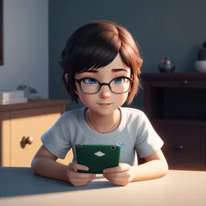 Happy Student with Cute Doll and Goggles