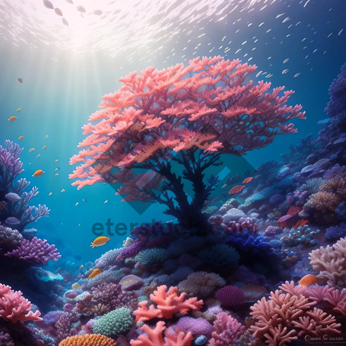 Picture of Vibrant Coral Reef Teeming with Marine Life