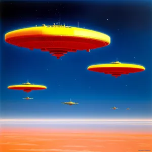 Sunset Airship Journey in Summer Sky