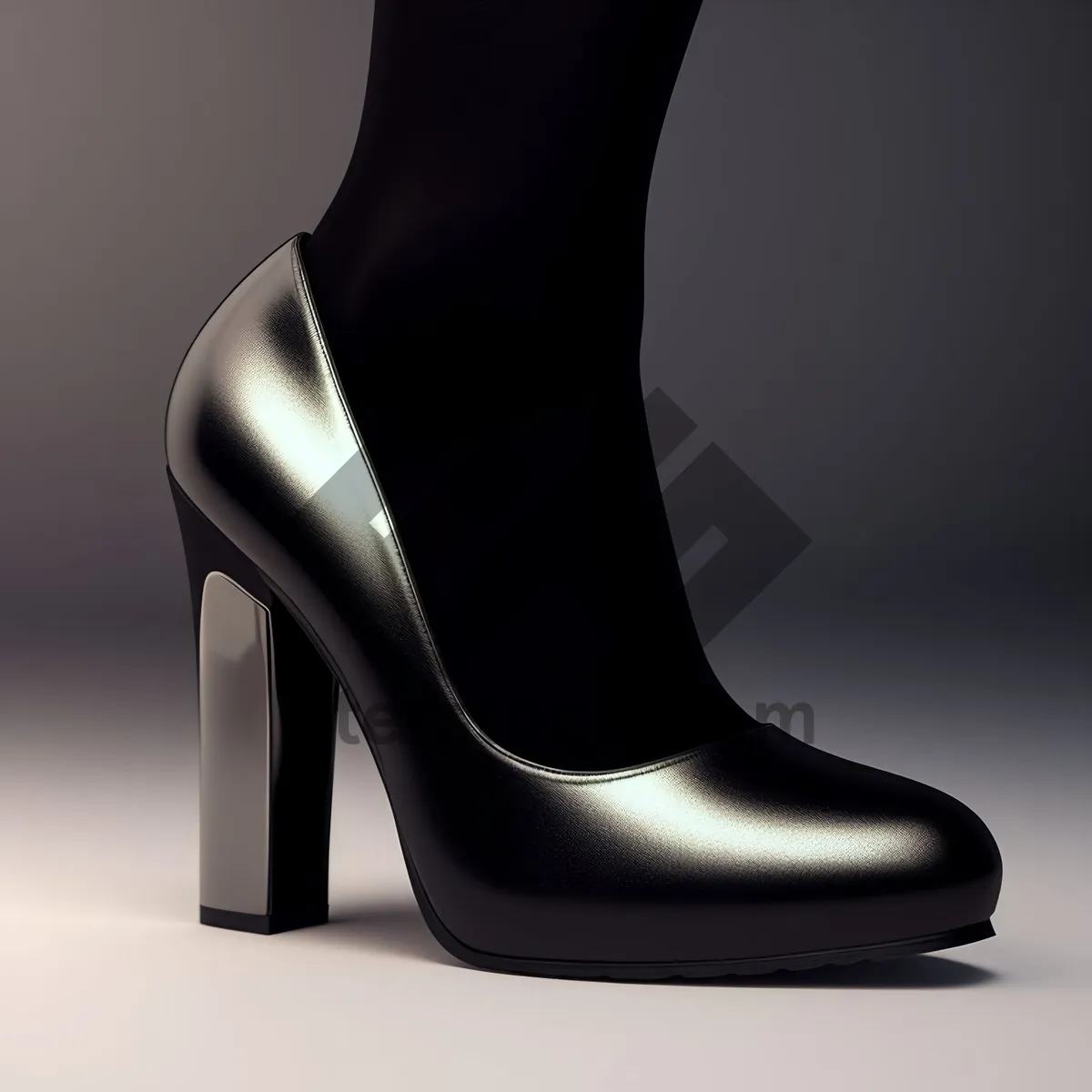 Picture of Black Leather Arctic Fashion Heels