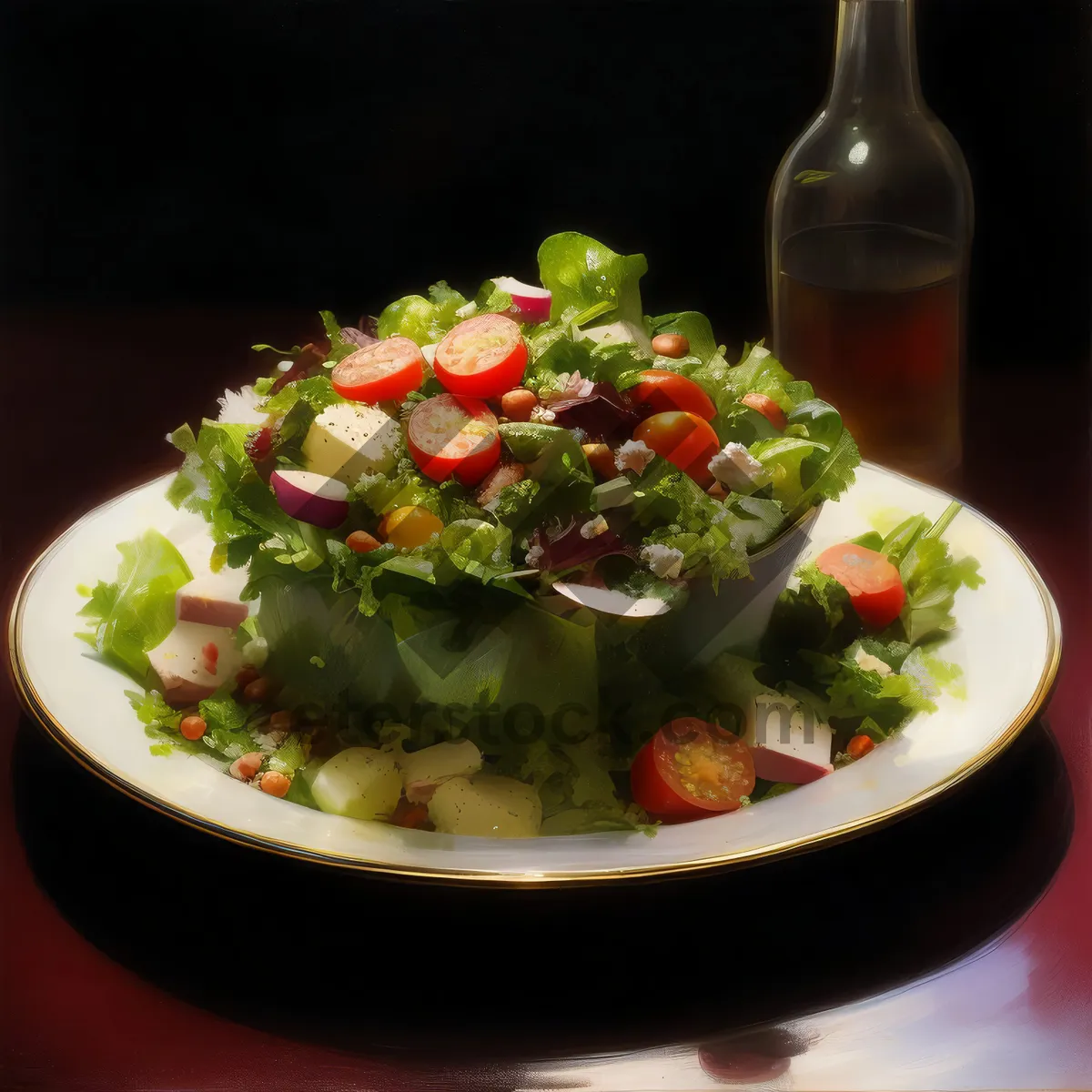 Picture of Healthy Vegetable Salad with Fresh Organic Ingredients.