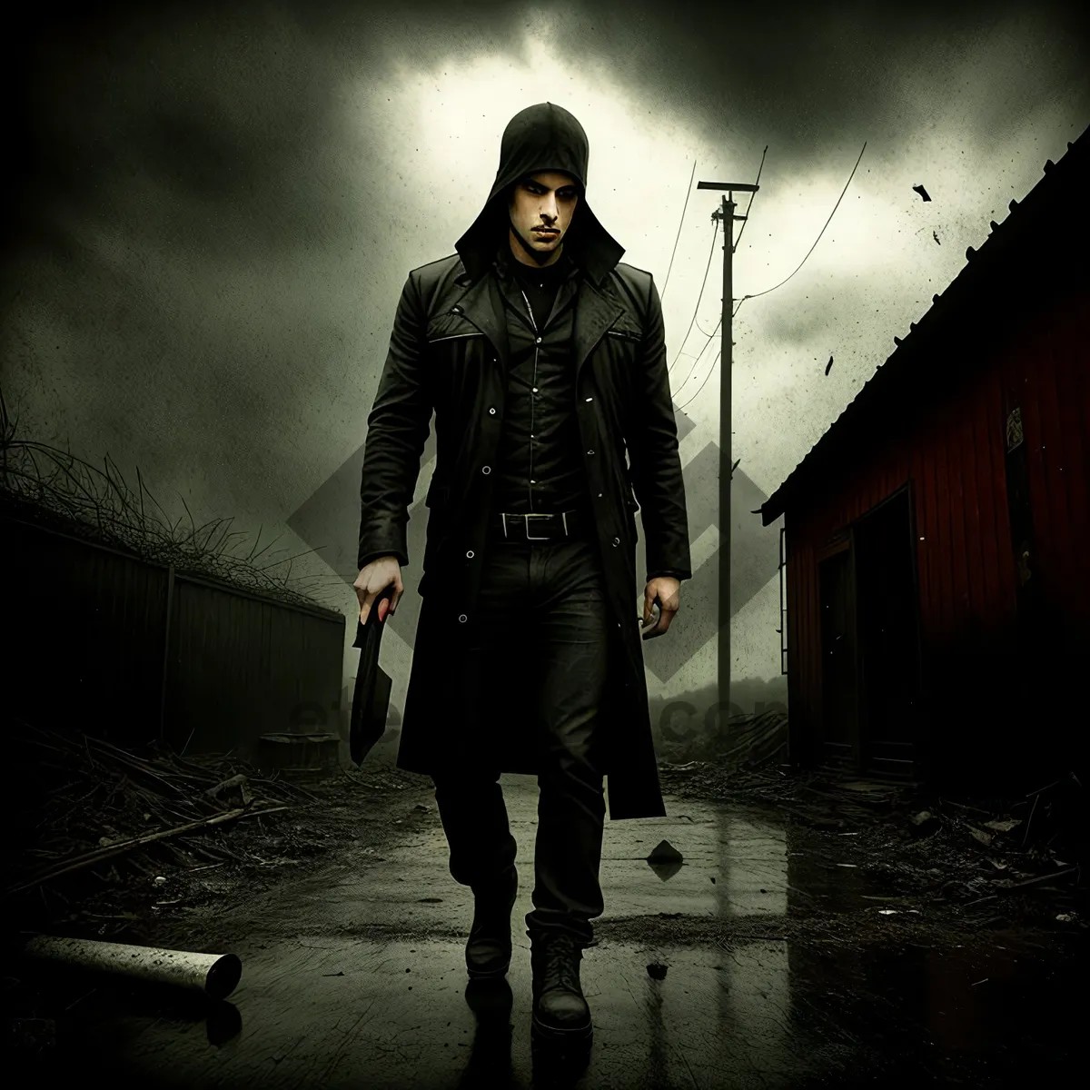 Picture of Stylish man with black staff - fashion-forward and mysterious