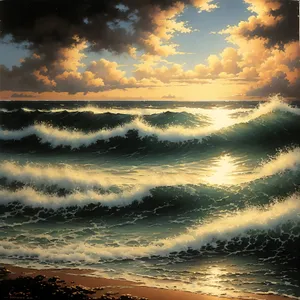 Tropical Sunset Reflection on a Beach