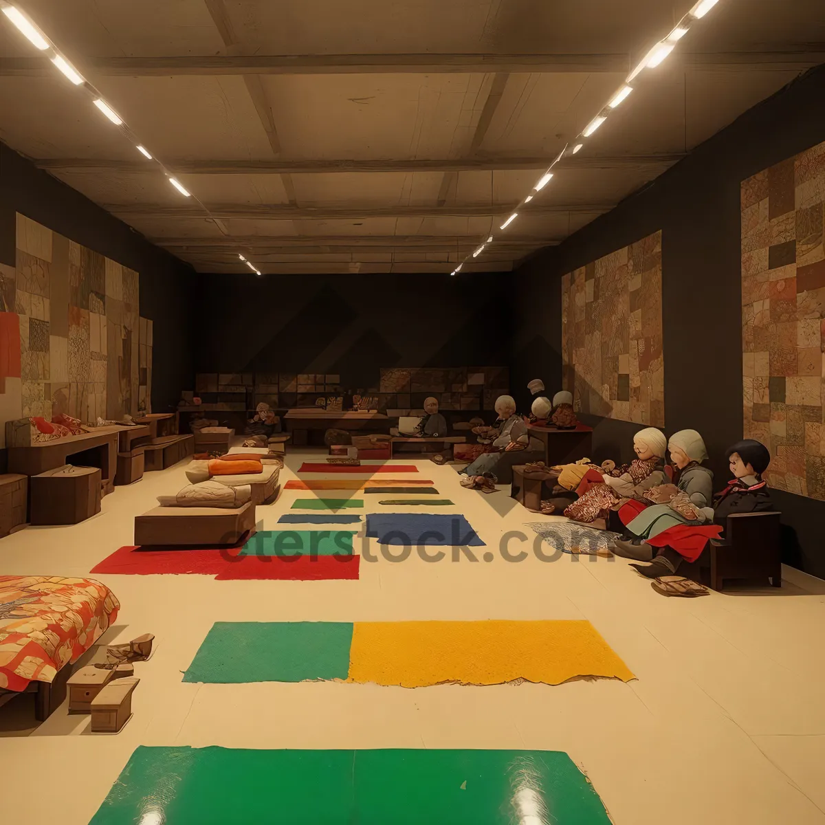 Picture of Modern, luxury restaurant interior design with wooden furniture