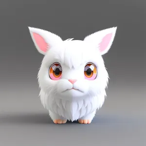 Furry Fluffball: Adorable White Bunny with Cute Ears