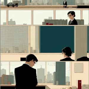 Happy man and businesswoman working on laptop in office