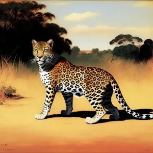 Spotted Cat in Grass: Fierce Wild Leopard