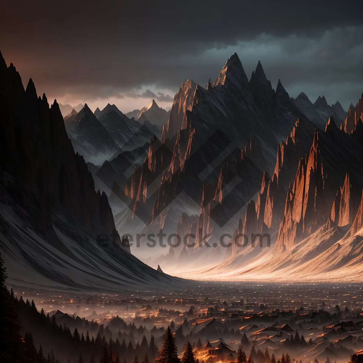 Picture of Scenic Mountain Range with Glaciers and Snow