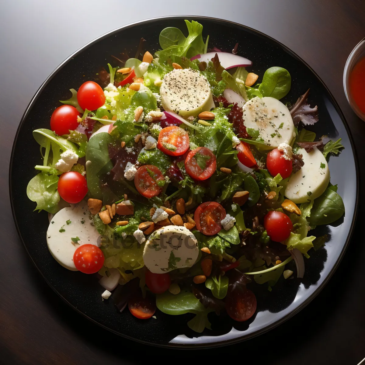 Picture of Fresh and Healthy Vegetable Salad with Cheese and Olives