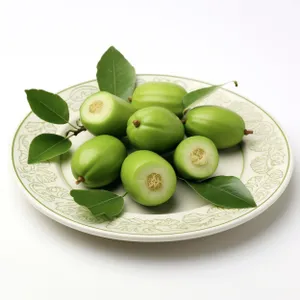 Organic Granny Smith Apple and Peas Snack Closeup