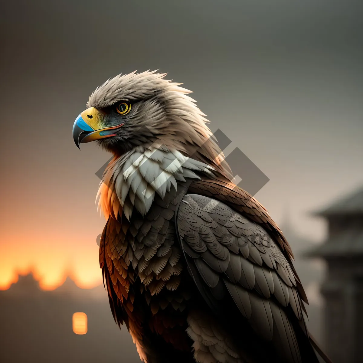 Picture of Hawk's Piercing Gaze: Majestic Predator in Flight