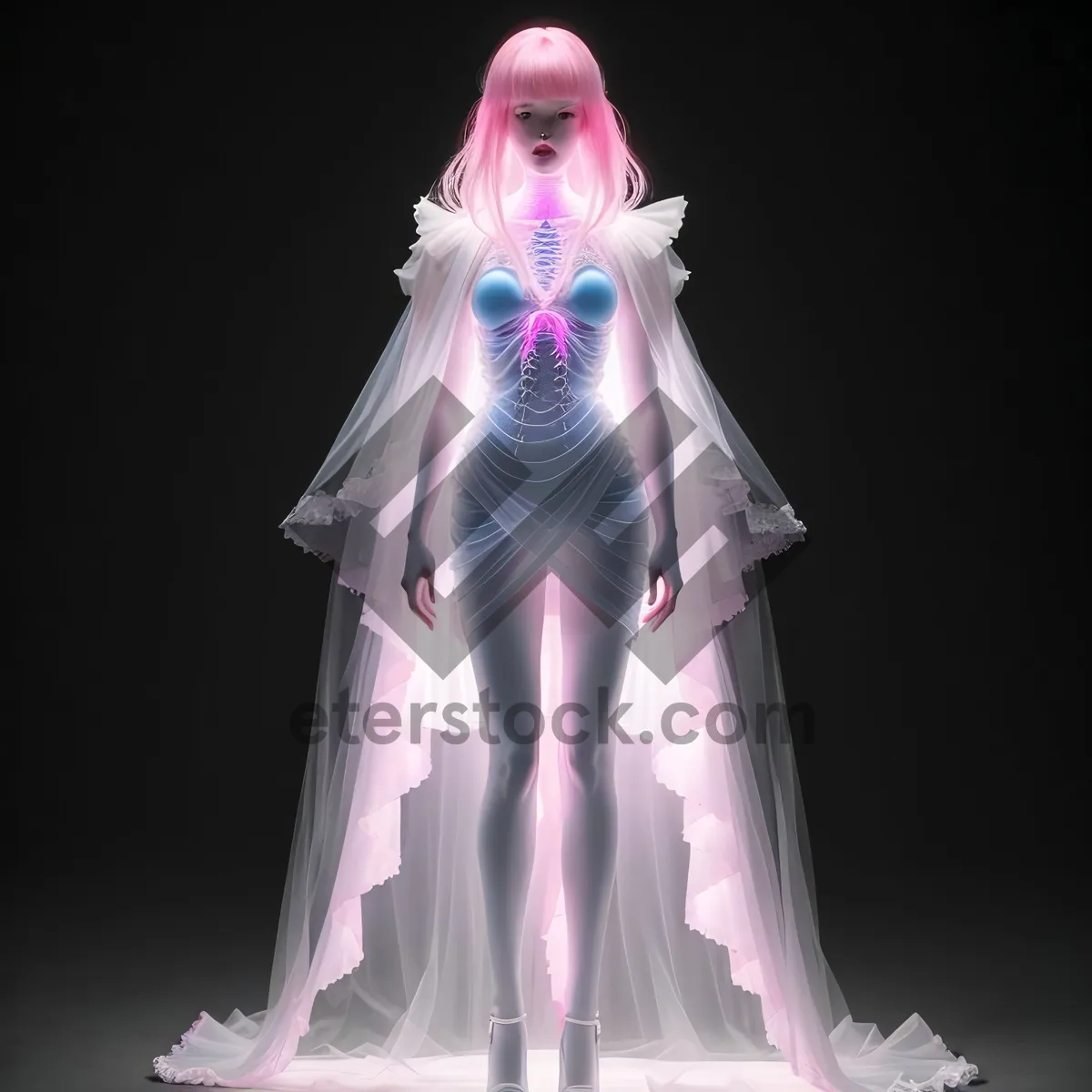 Picture of Mystic bride in elegant wedding dress portrait image
