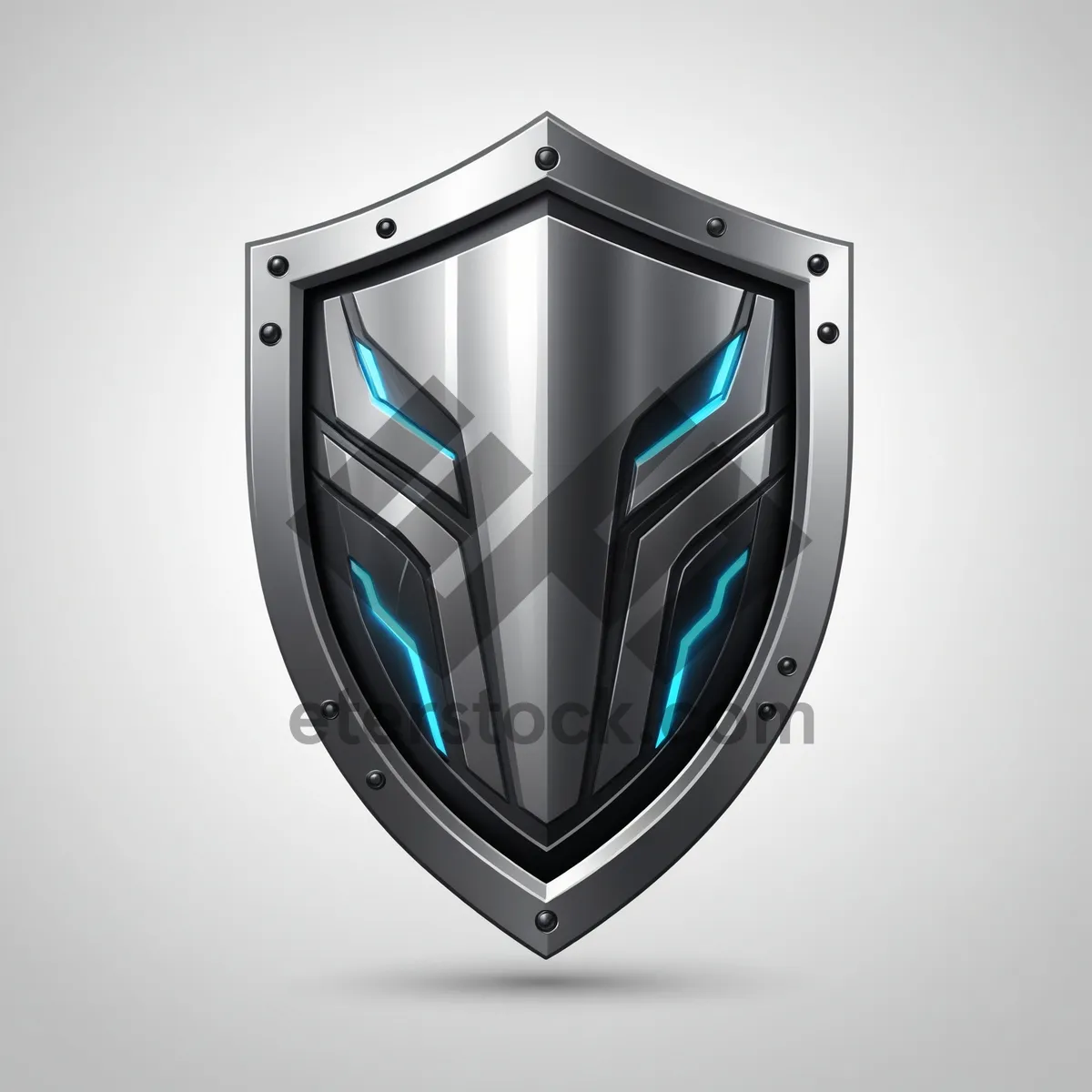 Picture of Shiny metal shield button icon design.