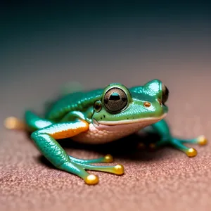 Vibrant-eyed Tree Frog perched on a branch