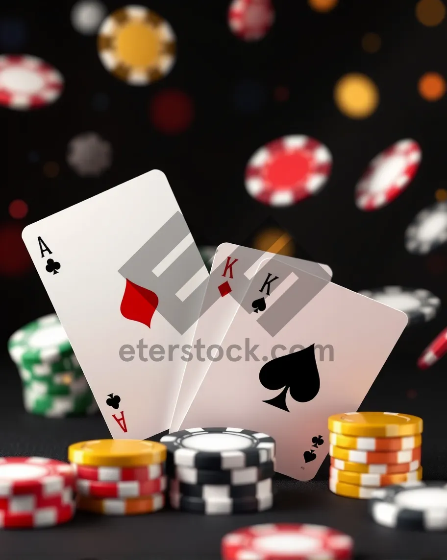 Picture of Casino win with poker game cards and chips.