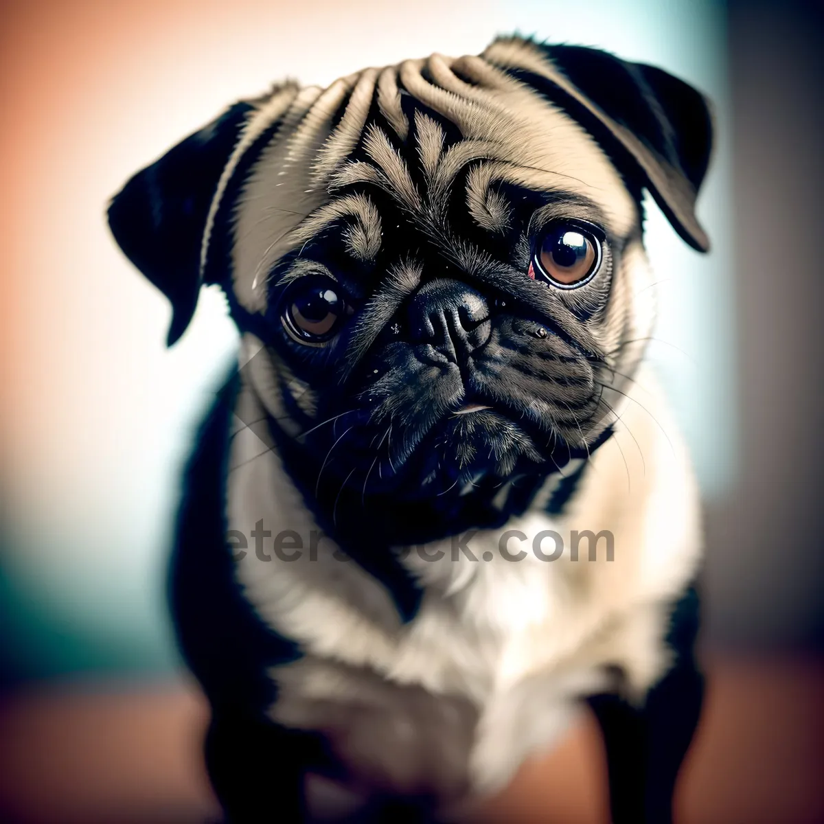 Picture of Cute Pug Puppy - Adorable Bulldog with Wrinkles