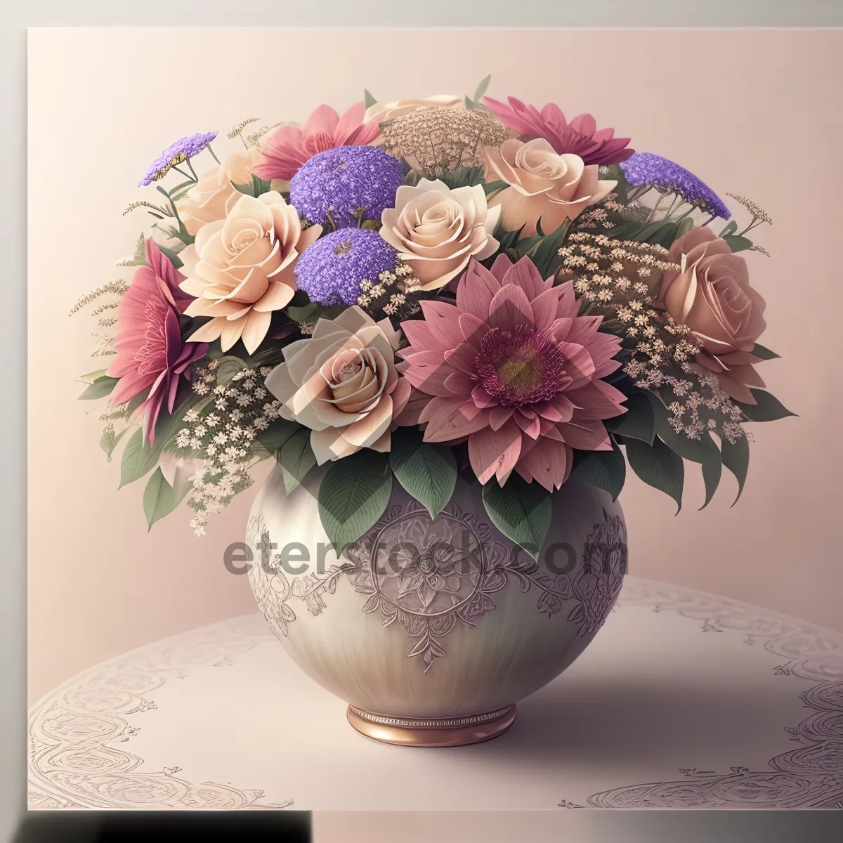 Picture of Romantic Blossoms in Elegant Porcelain Vase