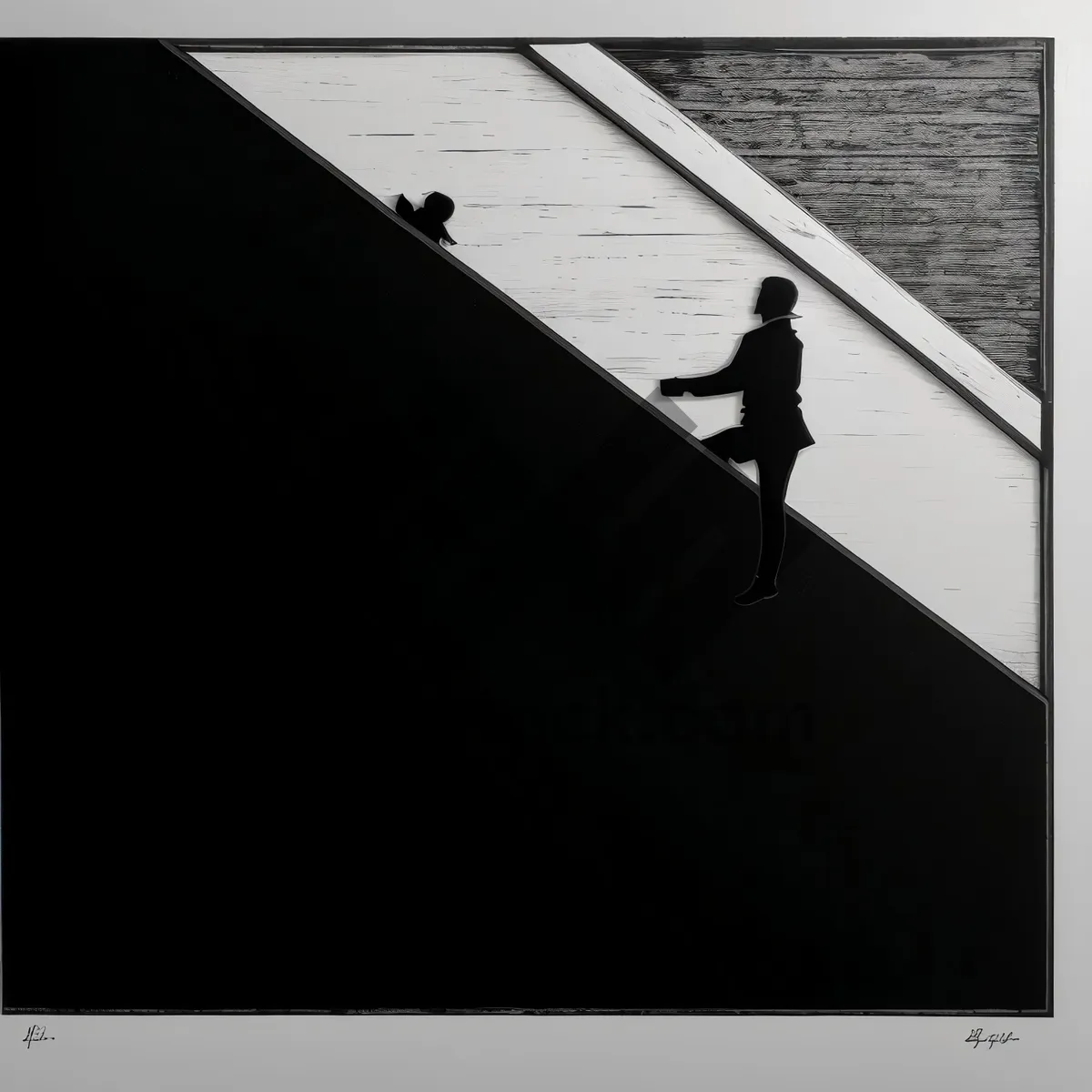 Picture of Silhouetted Man Facing Barrier Under Sky