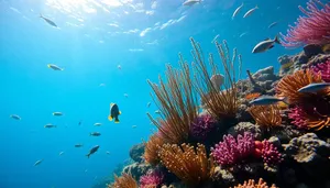 Colorful Ray Fish Underwater Coral Reef Dive