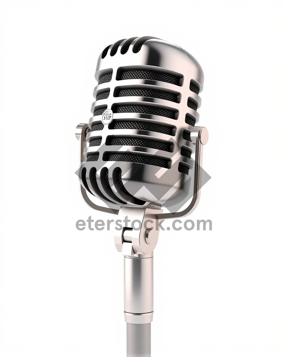 Picture of Vintage microphone on stage during live concert performance.