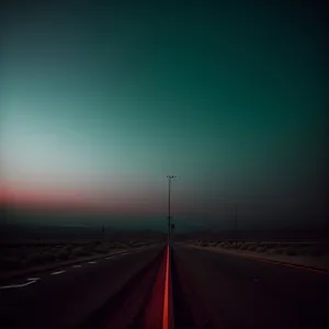 Sunset Over Highway: Celestial Skyline with Speeding Traffic