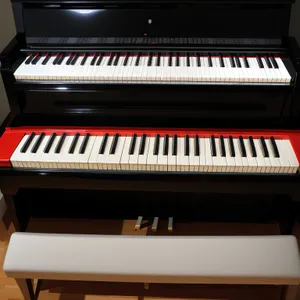 Black Electronic Keyboard Synthesizer - Musician Playing Piano