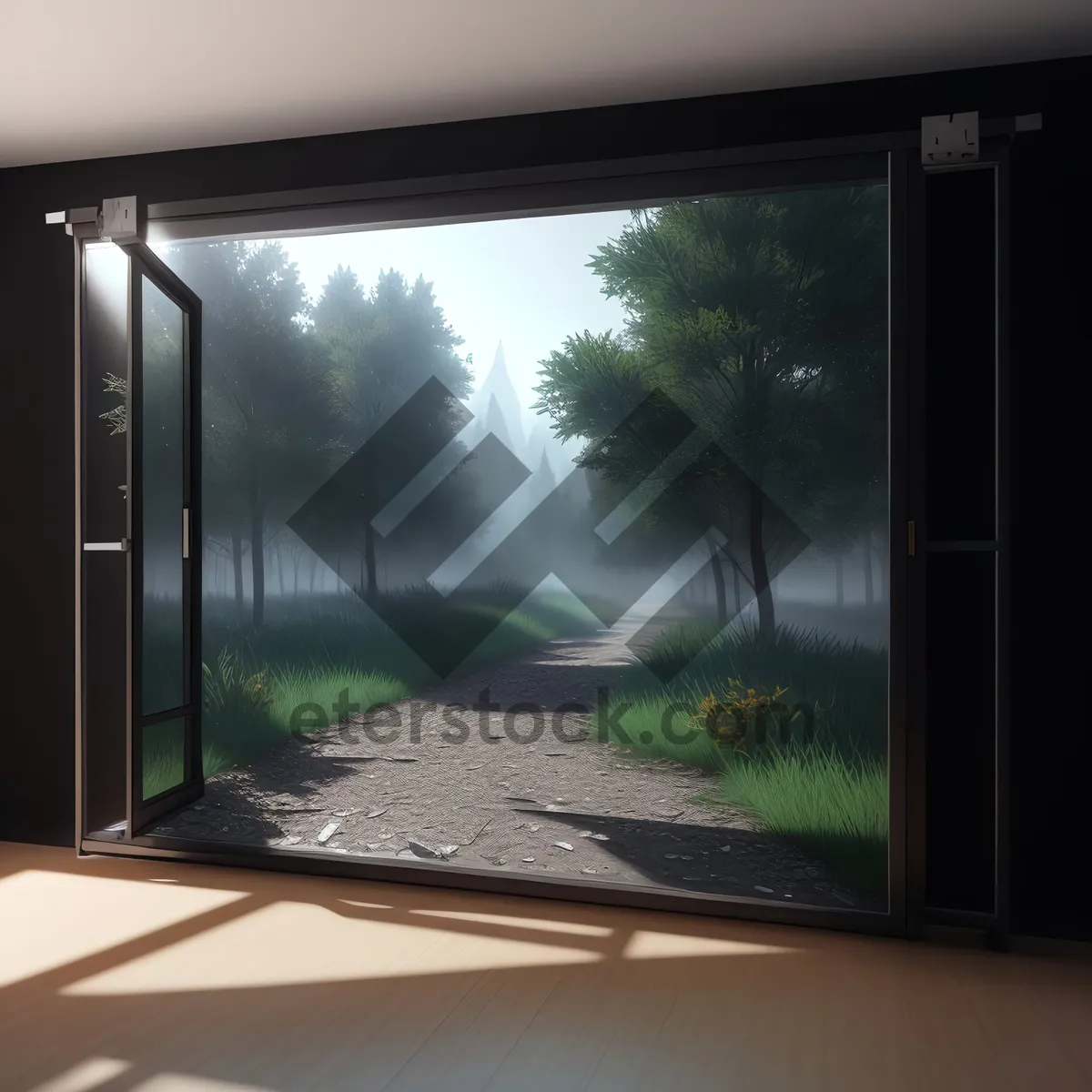 Picture of Modern Sliding Door in Empty Interior Space